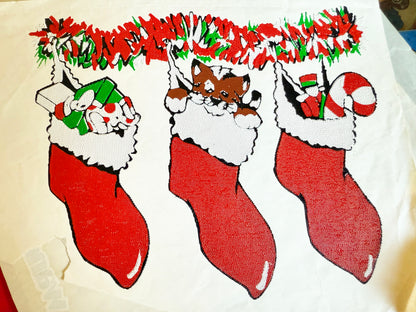 Christmas Stockings Vintage Iron On Heat Transfer