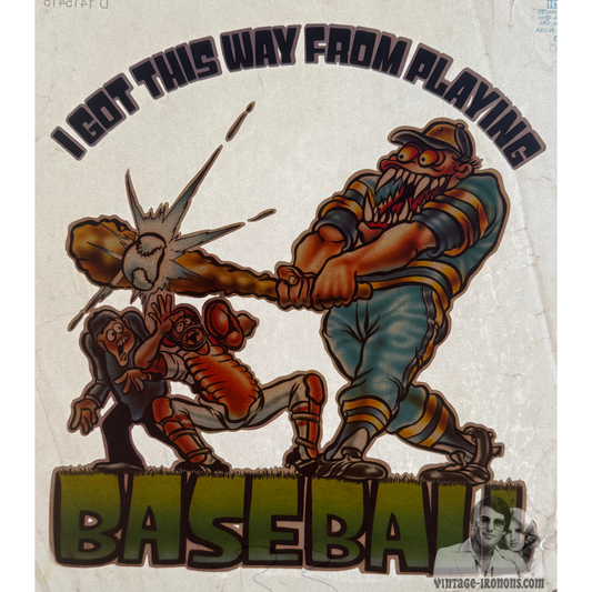 Playing Baseball Vintage Iron On Heat Transfer