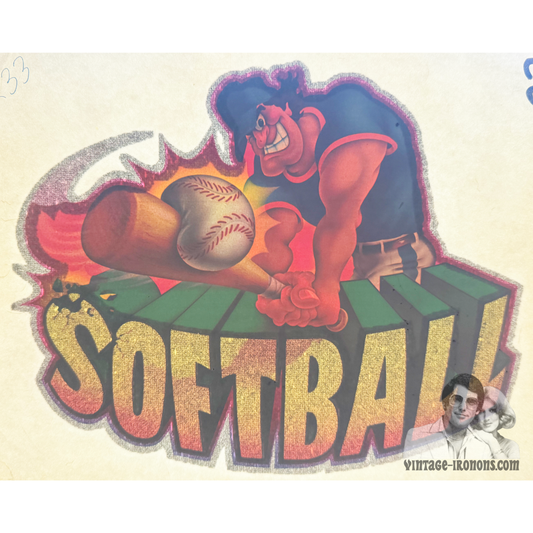 Softball Graphic and Glitter Vintage Iron On Heat Transfer