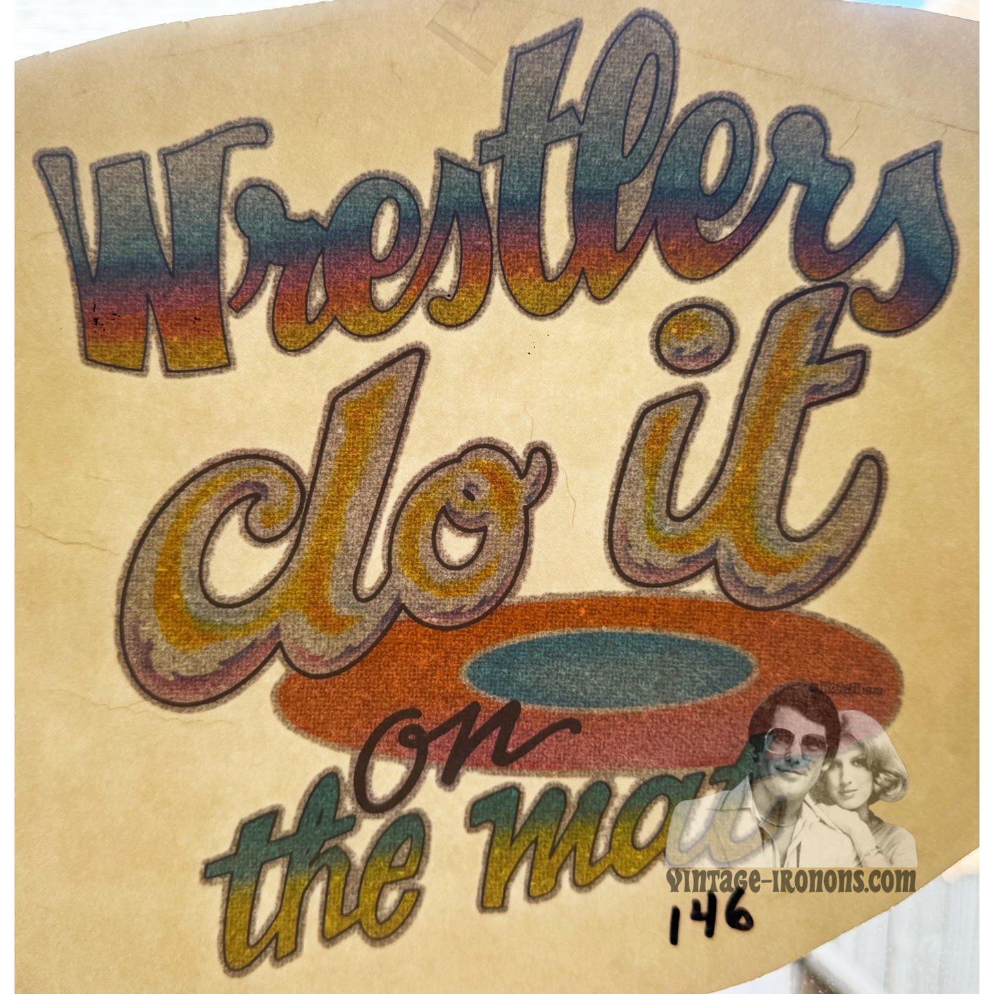 Wrestlers Do It On The Mat Vintage Glitter Iron On Heat Transfer