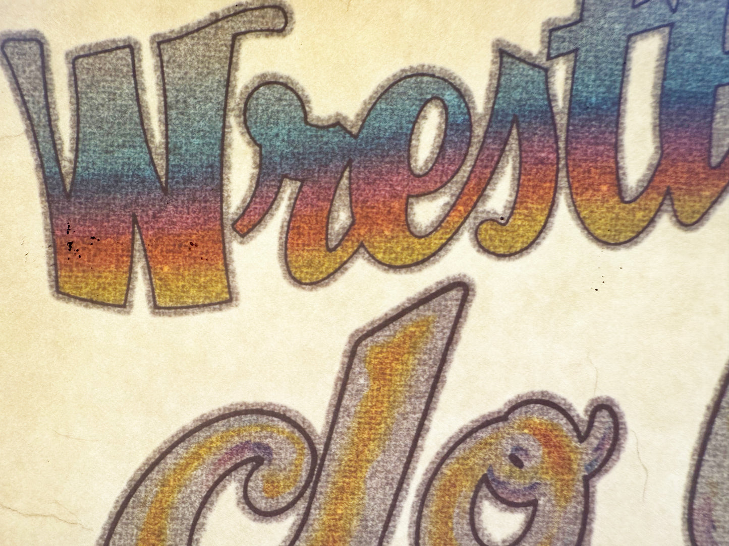 Wrestlers Do It On The Mat Vintage Glitter Iron On Heat Transfer