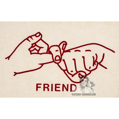 Friend - American Sign Language Vintage Iron On Heat Transfer