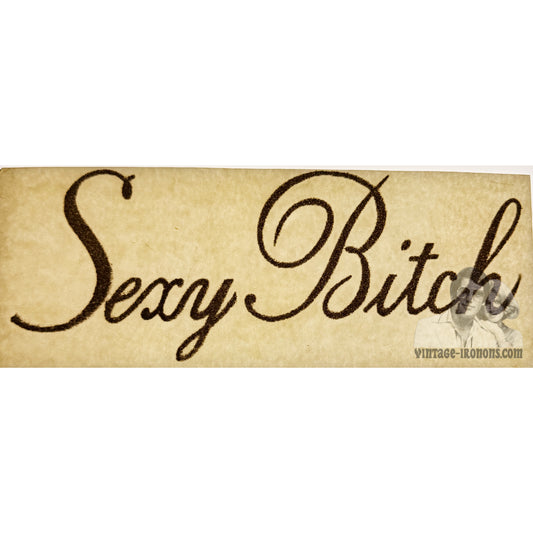 Sexy Bitch Gold Glitter Vintage Iron On Heat Transfer