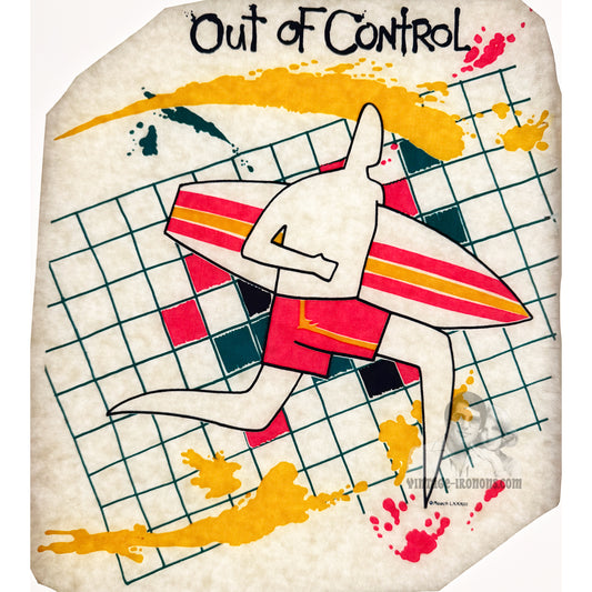 Out of Control Surfing Vintage Iron On Heat Transfer