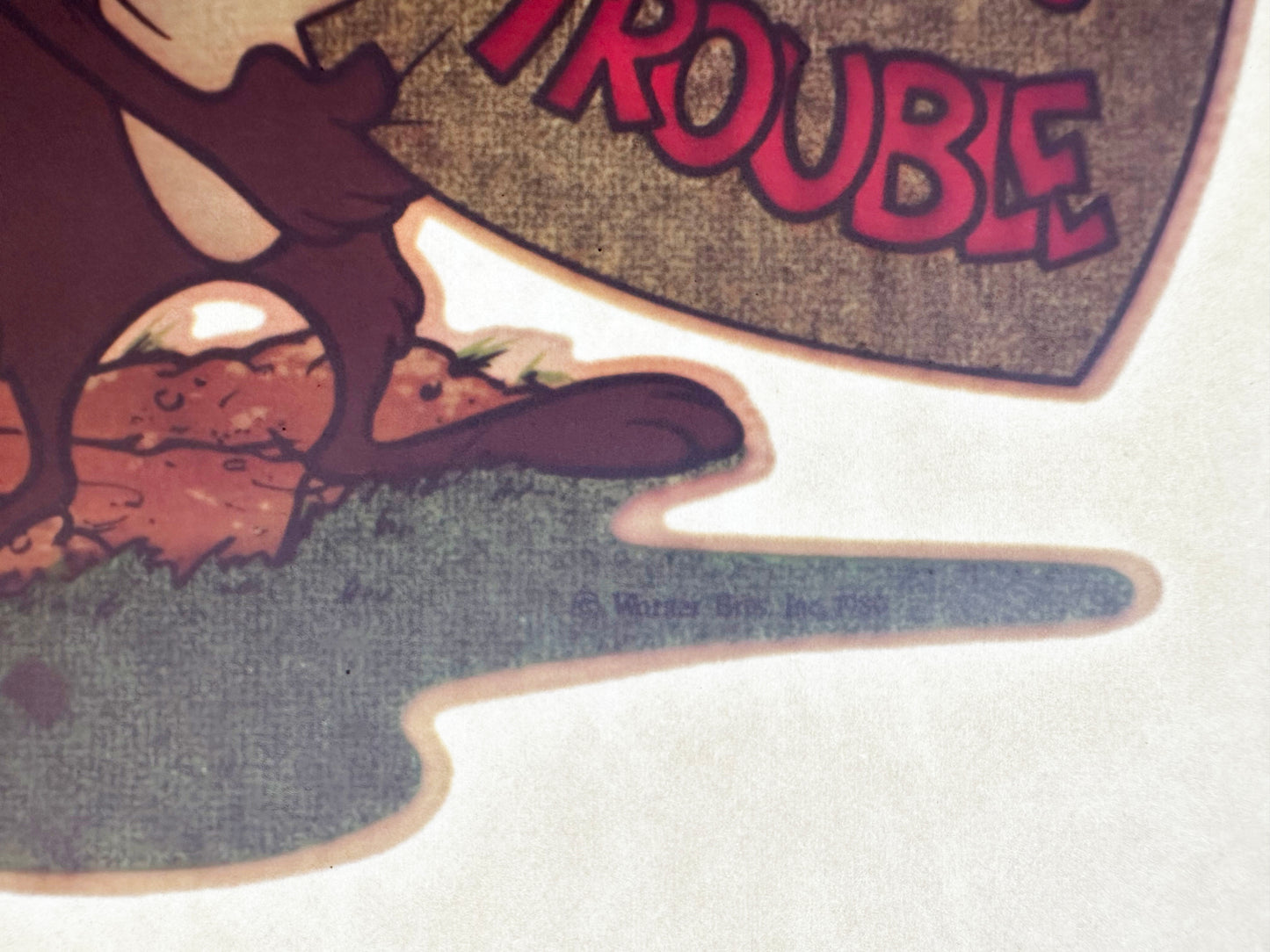 Here Comes Trouble Tasmanian Devil Warner Bros. Vintage Iron On Heat Transfer
