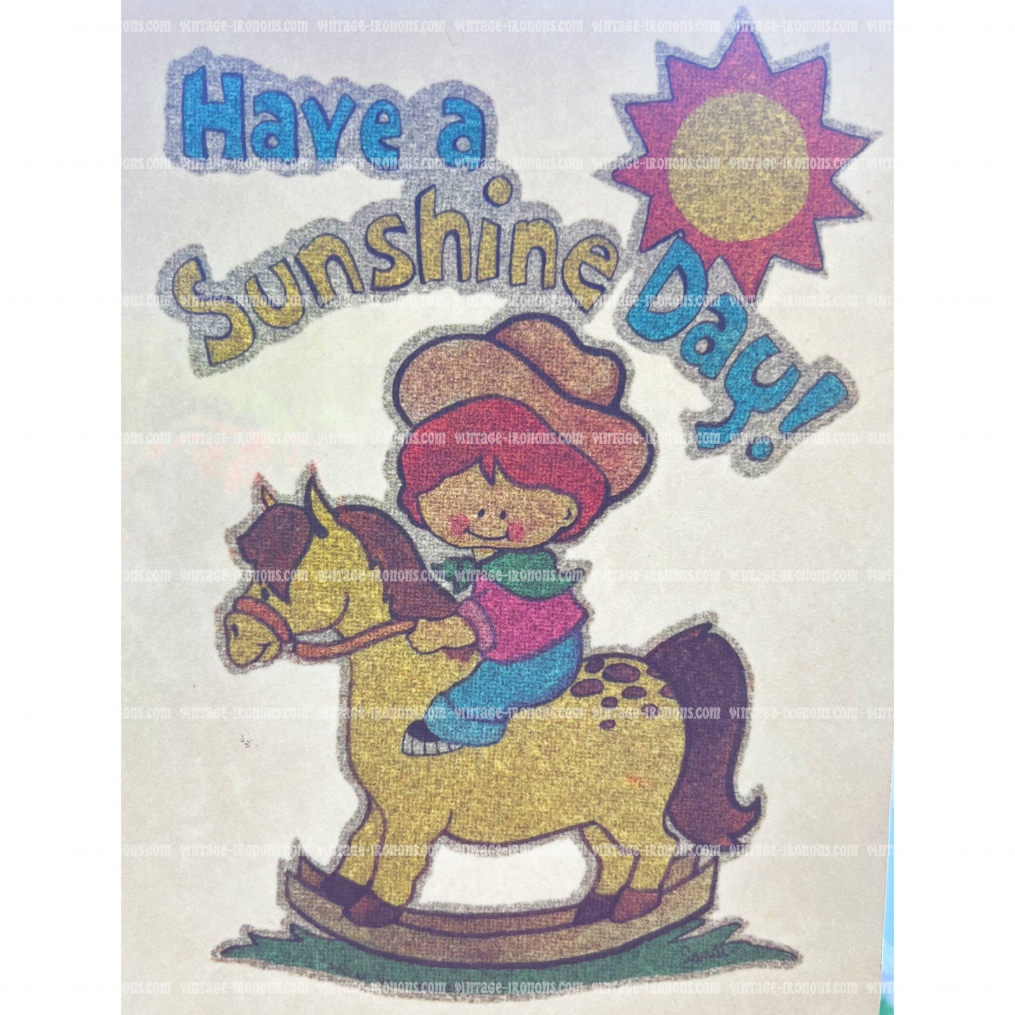 Have a Sunshine Day! Vintage Glitter Iron On Heat Transfer