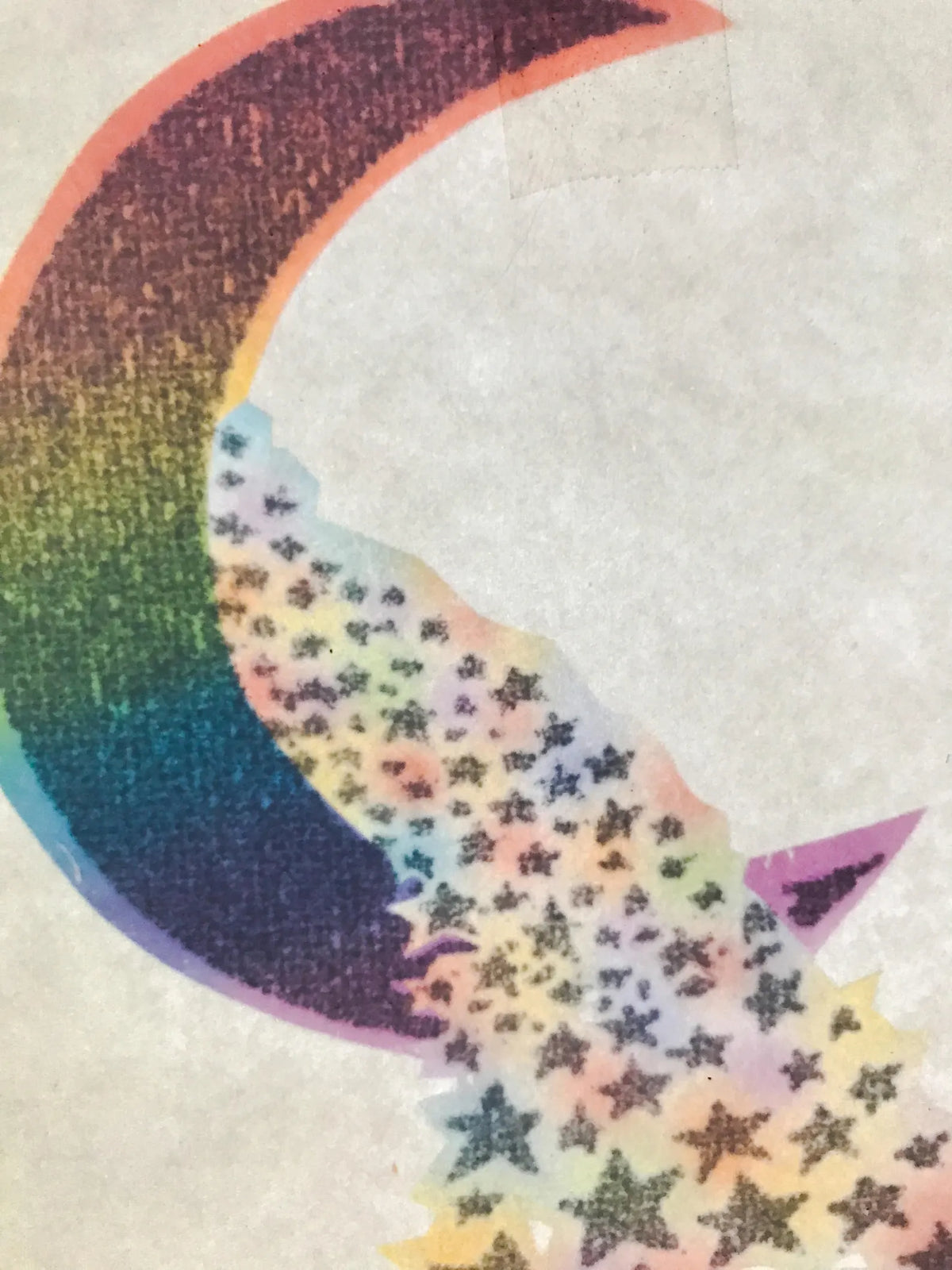 Rainbow Moon and Stars Vintage Glitter Iron On Heat Transfer