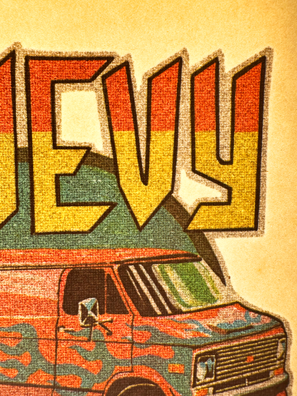 Chevy Van Vintage Glitter Iron On Heat Transfer