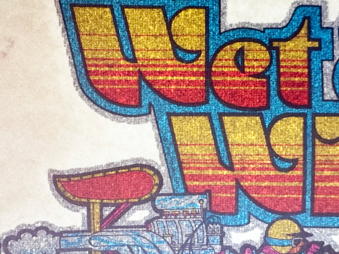 Wet & Wild Speed Boat Racing Vintage Glitter Iron On Heat Transfer