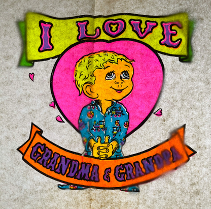 I Love Grandma & Grandpa Vintage Iron On Heat Transfer