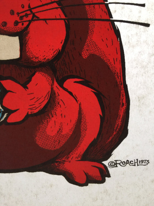 Squirrel with a Nut Vintage 1973 Roach Incorporated Iron On Heat Transfer