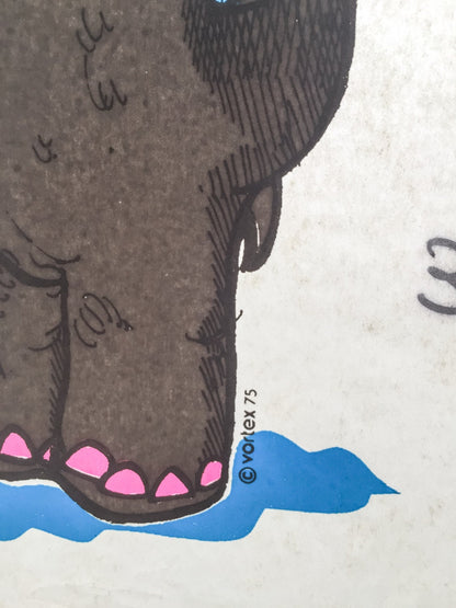 Handsome Elephant Vintage 1975 Iron On Heat Transfer