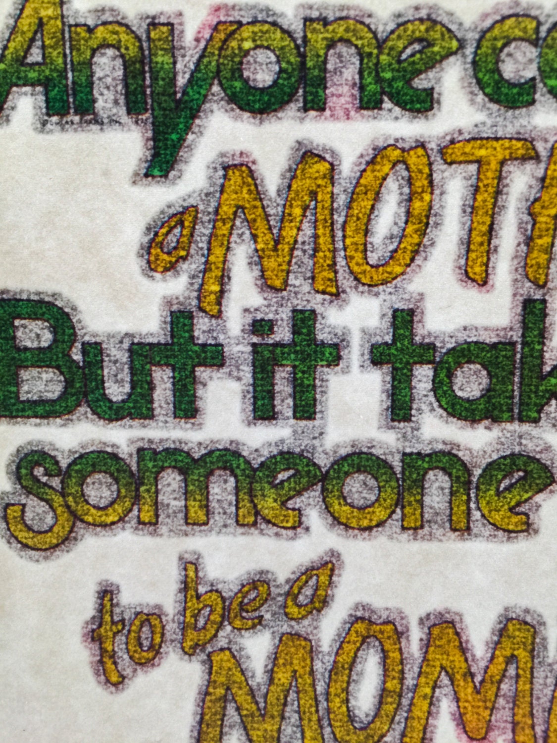 Anyone Can be a Mother... Vintage Glitter Iron On Heat Transfer