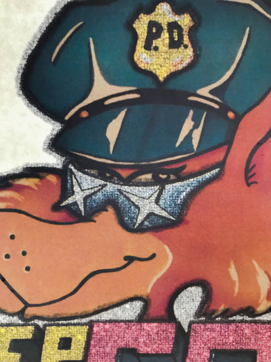 Feel Safe Tonight, Sleep with a Cop Vintage Glitter Iron On Heat Transfer
