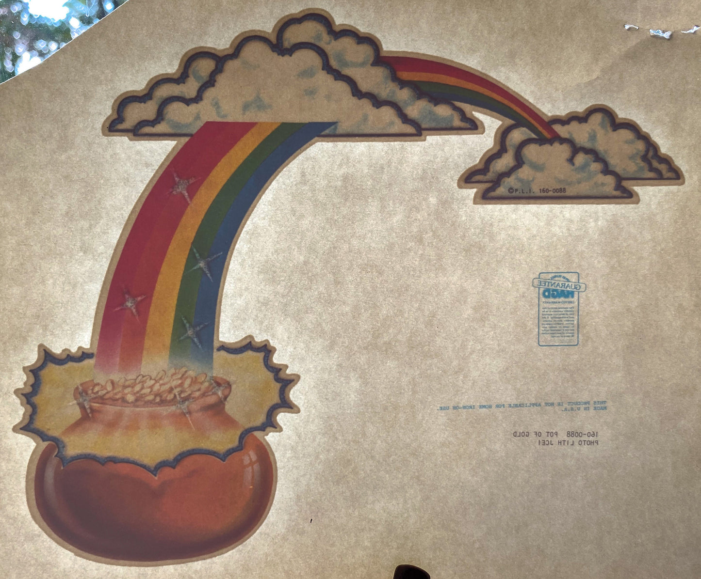 Rainbow Pot of Gold Vintage Iron On Heat Transfer