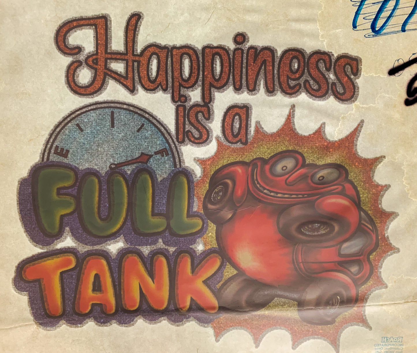 Happiness is a Full Tank Vintage Iron On Heat Transfer