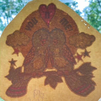 You 'n' Me! Love Birds Vintage Glitter Iron On Heat Transfer