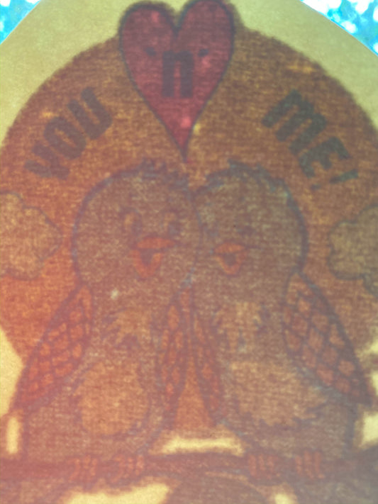 You 'n' Me! Love Birds Vintage Glitter Iron On Heat Transfer