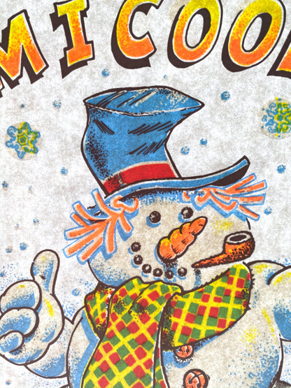 Am I Cool... Snowman Vintage Iron On Heat Transfer with Gritty Ink