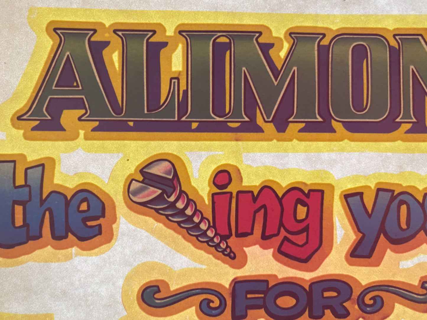 Alimony... Vintage Glitter Iron On Heat Transfer