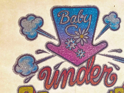 Baby Under Construction Vintage Glitter Iron On Heat Transfer