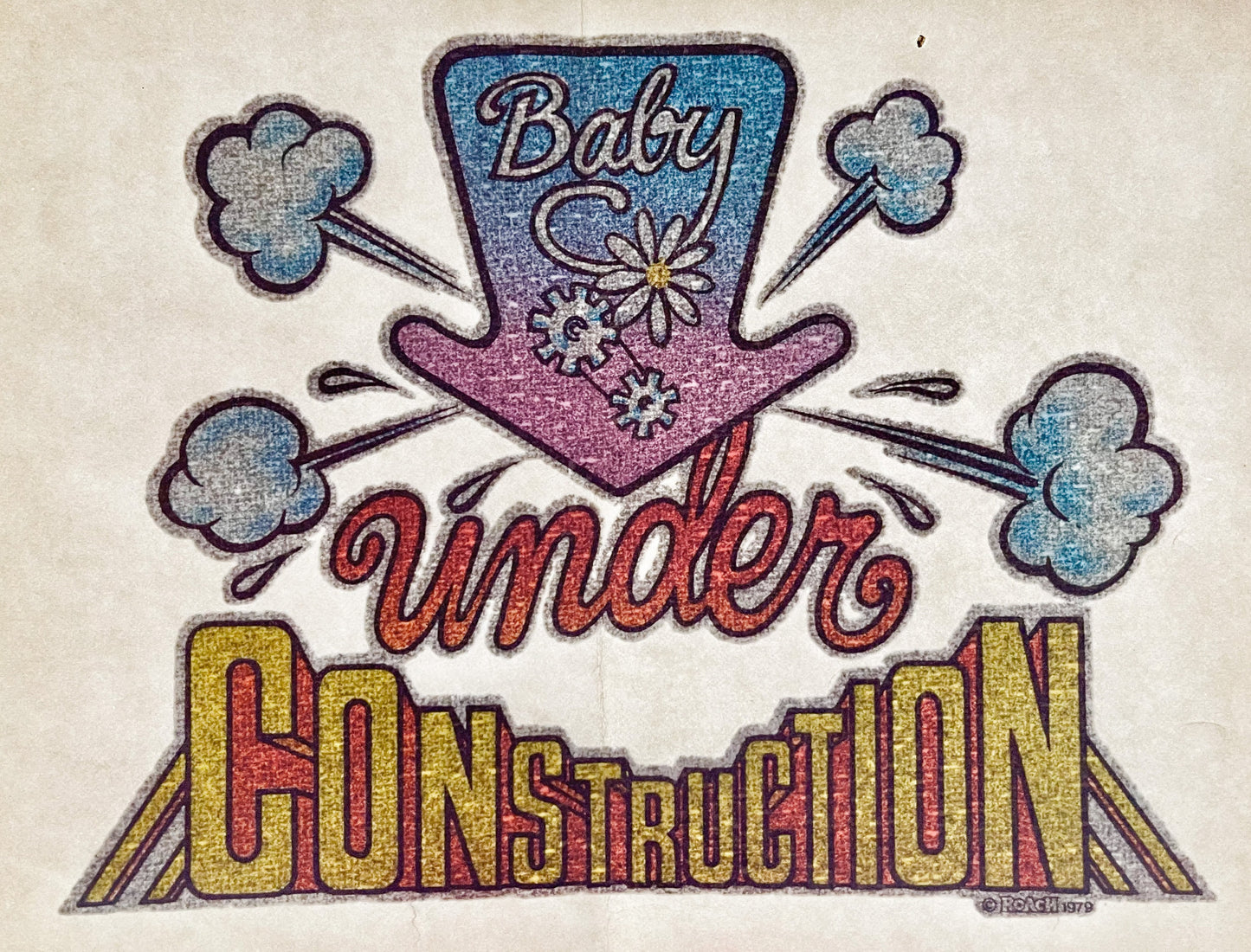 Baby Under Construction Vintage Glitter Iron On Heat Transfer