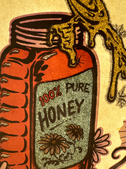 100% Pure Honey Vintage Iron On Heat Transfer