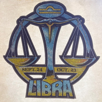 Libra Astrology Zodiac Sign Vintage Glitter Iron On Heat Transfer
