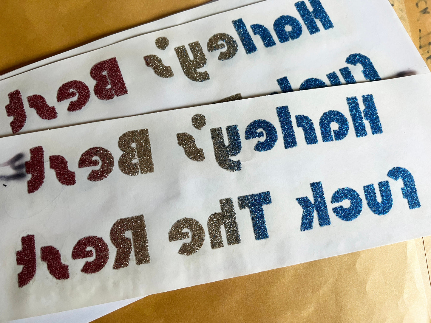 Harley's Best Fuck the Rest Vintage Rainbow Glitter Iron On Heat Transfer