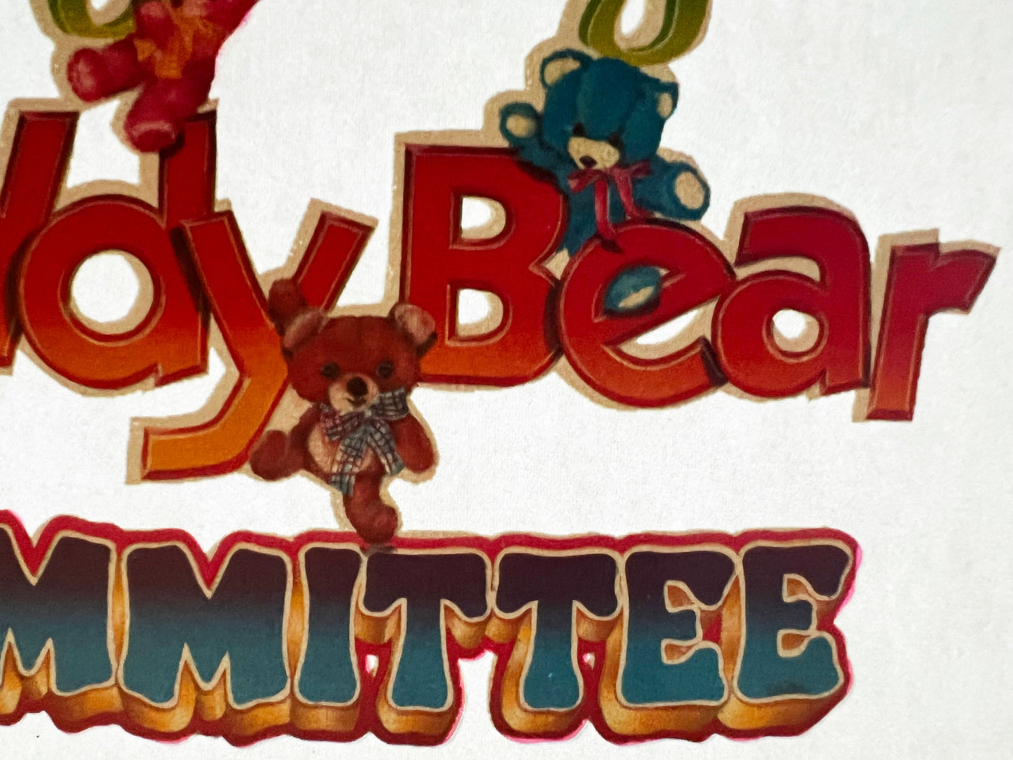 Itty Bitty Teddy Bear Committee Vintage Iron On Heat Transfer