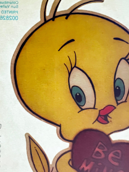 Tweety Bird Warner Bros. Valentine's Day Be Mine Vintage Iron On Heat Transfer