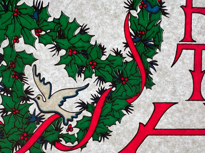 Peace on Earth Christmas Vintage Iron On Heat Transfer with Gritty Ink