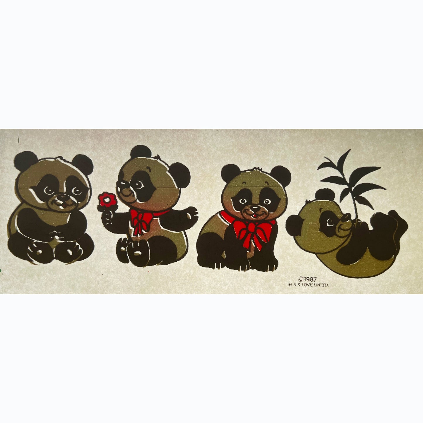 Four Pandas Vintage Iron On Heat Transfer