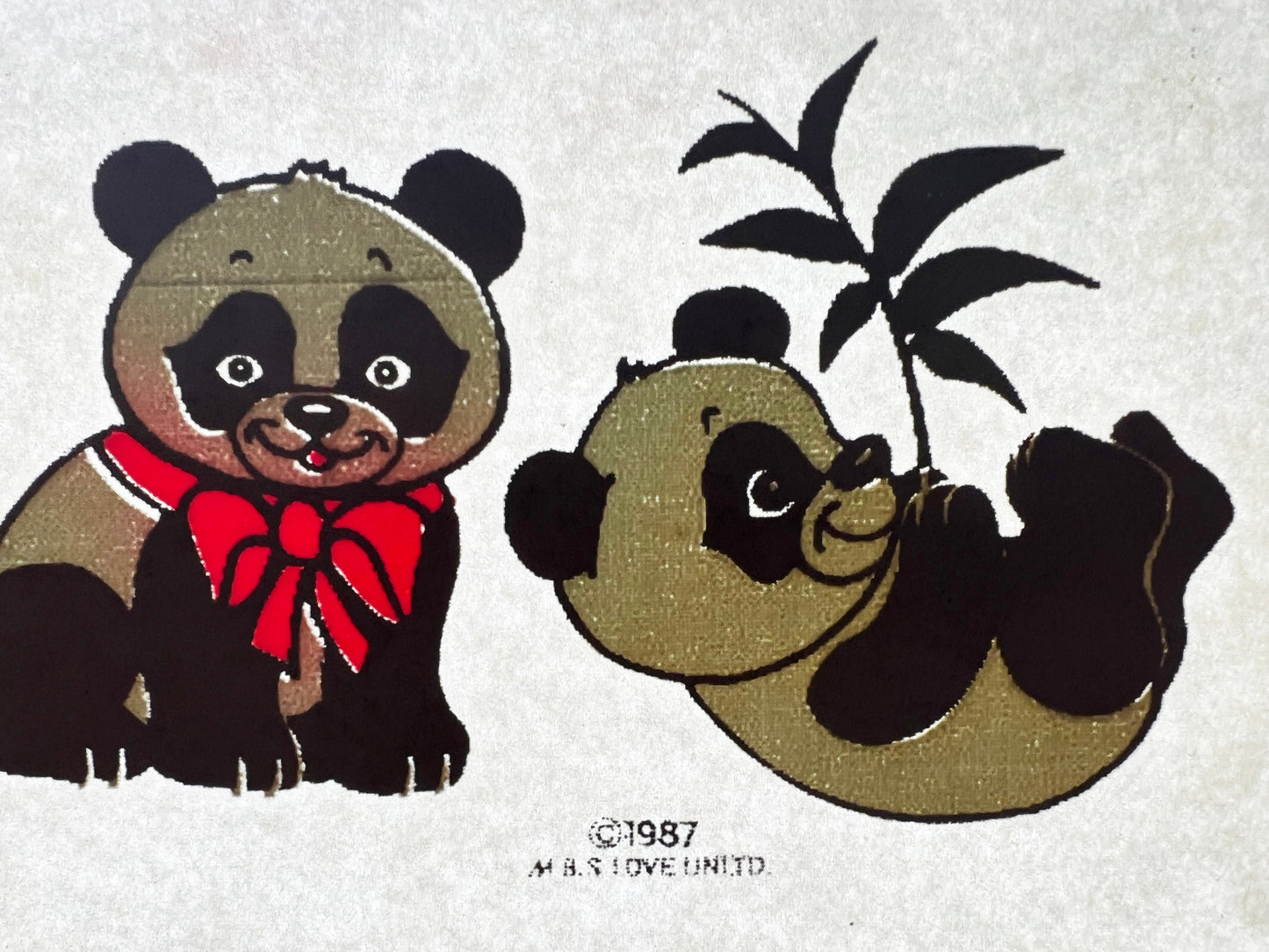 Four Pandas Vintage Iron On Heat Transfer
