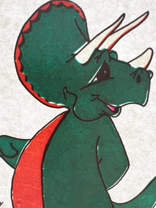 Little Brother Dinosaur Vintage Iron On Heat Transfer with Gritty Ink
