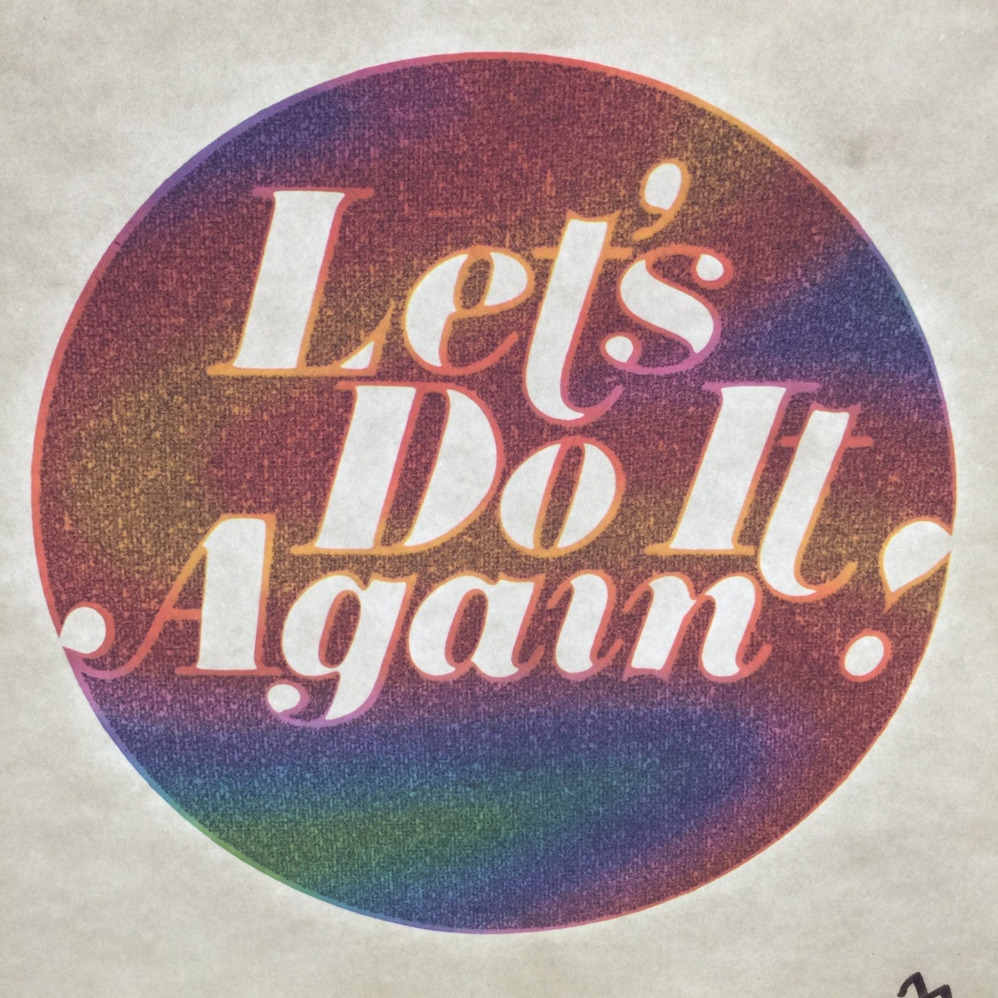 Let's Do It Again! Vintage Rainbow Glitter Iron On Heat Transfer