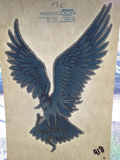Hawk and Snake Vintage Holoubek Studios Glitter Iron On Heat Transfer