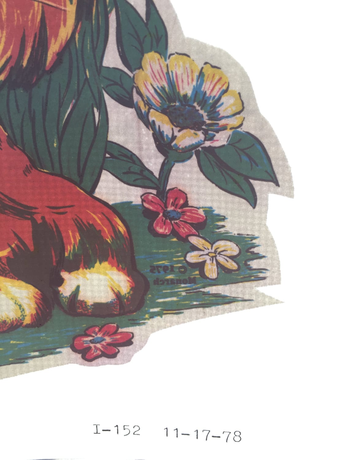 Lion and Flowers Vintage 1978 Iron On Heat Transfer