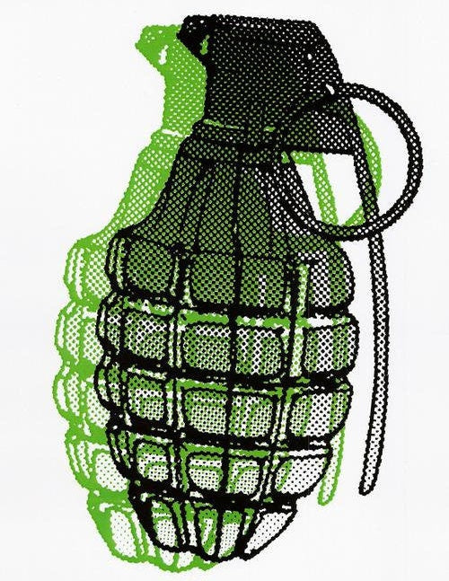 Grenade Halftone Double Image Vintage Iron On Heat Transfer