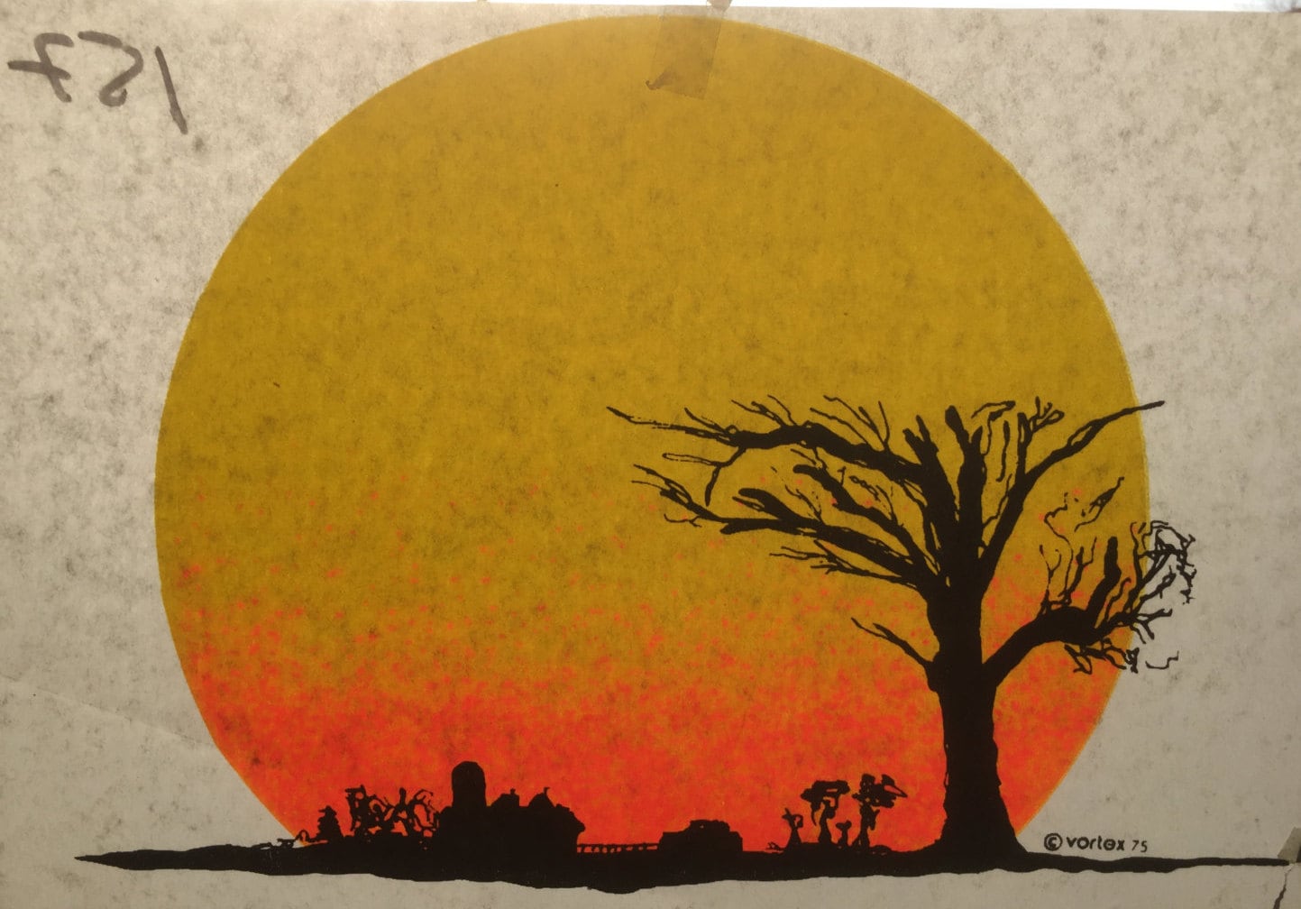 Landscape Sunset Vintage 1975 Vortex Iron On Heat Transfer