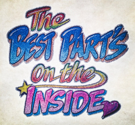 The Best Part's on the Inside Vintage Rainbow Glitter Iron On Heat Transfer