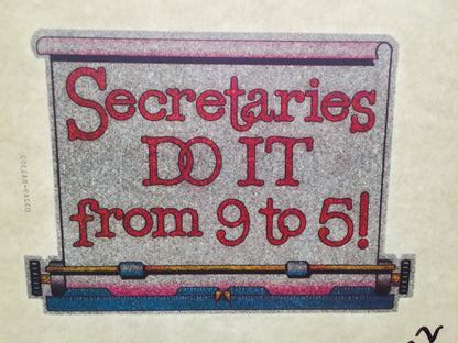 Secretaries Do It From 9 to 5 Vintage Glitter Iron On Heat Transfer