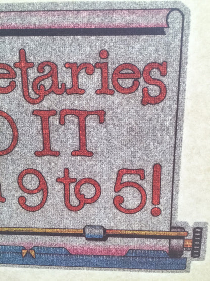 Secretaries Do It From 9 to 5 Vintage Glitter Iron On Heat Transfer