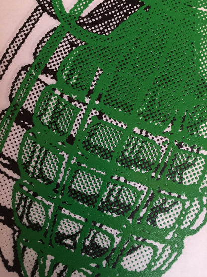 Grenade Halftone Double Image Vintage Iron On Heat Transfer